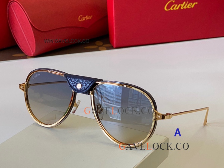 Wholesale Cartier Santos Aviator Sunglasses 0242 Blue Fading lens